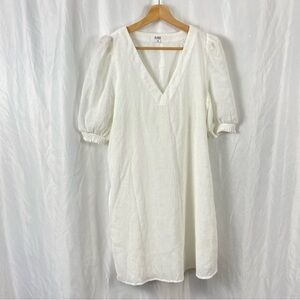 BB Dakota Steve Madden White Puff Sleeve V Neck Tunic Dress Size Medium